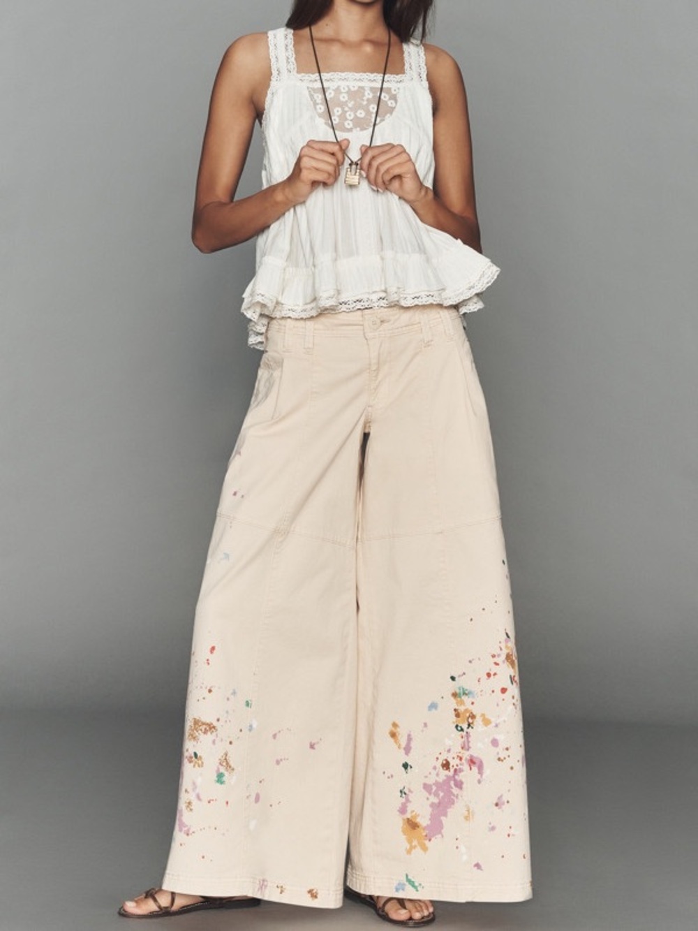 Pilcro Simona Paint Splatter Palazzo Pants Anthropologie 26